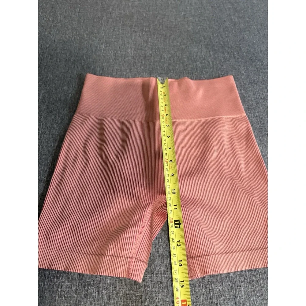 Colsie Women's Biker Shorts Pink Pull-On Ribbed Knit Stretch Solid Regular XL